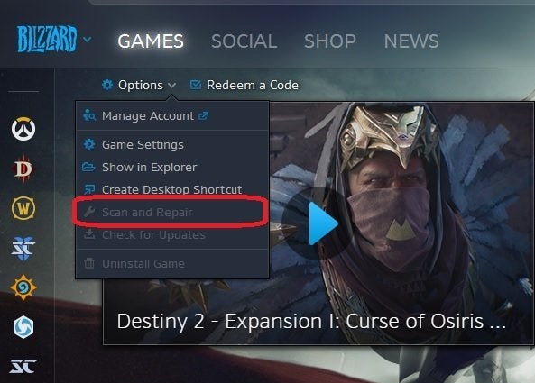 Scan and repair Destiny 2