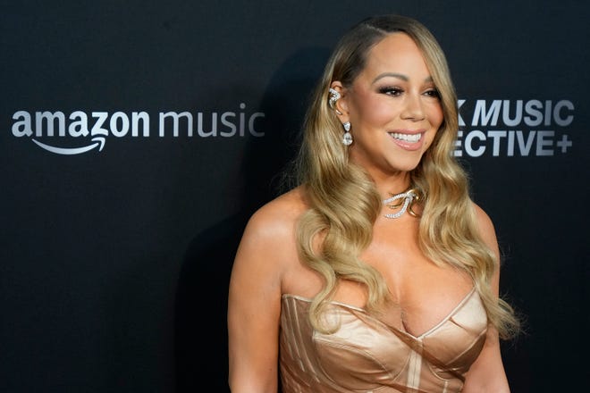 Mariah Carey arrives at the Third Annual Recording Academy Honors Presented by The Black Music Collective in Los Angeles on Thursday, February 1, 2024.